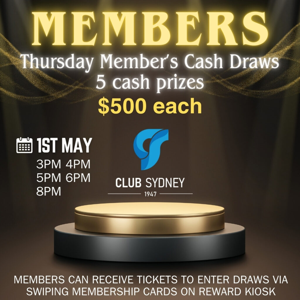 weekly members draw 01052025 Club Sydney