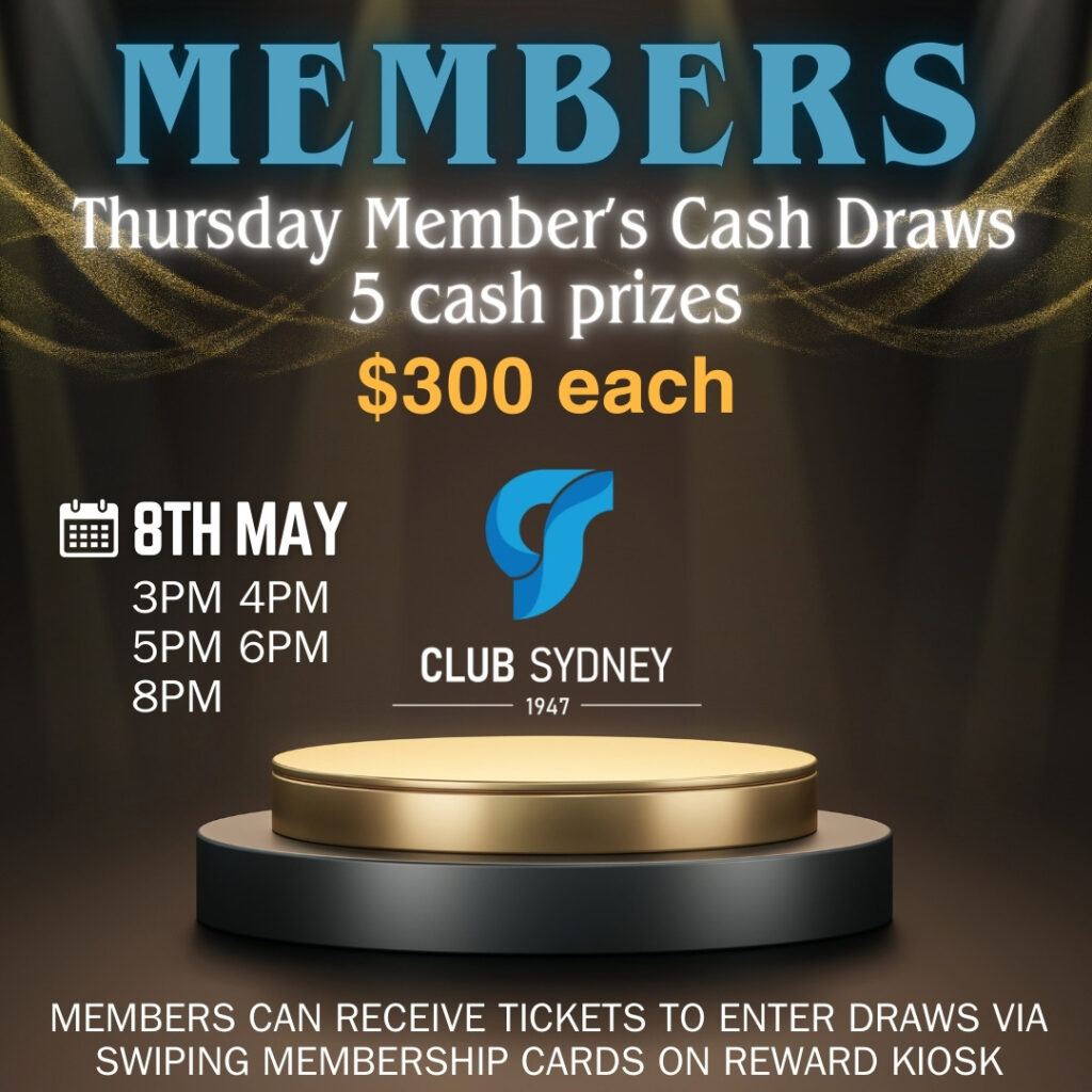 weekly members draw 08052025 Club Sydney