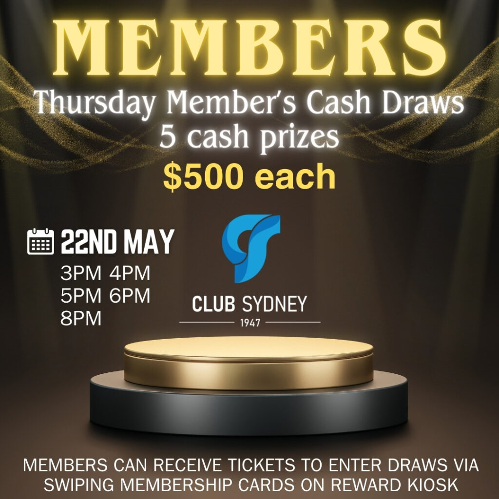 weekly members draw 22052025 Club Sydney (1)