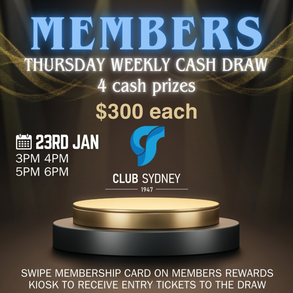 weekly members draw 23 01 2025 Club Sydney